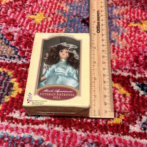 Victorian Style Birthstone Doll Ornament:  March Aquamarine - Picture 3 of 4